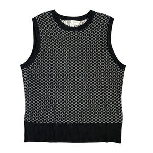 Vintage Womens Silk Blend Sleeveless Sweater Black M Tomboy Femme Grandpa Preppy